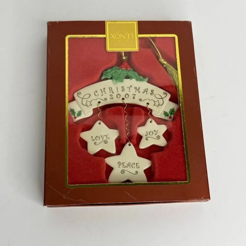 Lenox Christmas 2007 Starry Wishes Ornament Love Joy Peace Porcelain in Orig Box